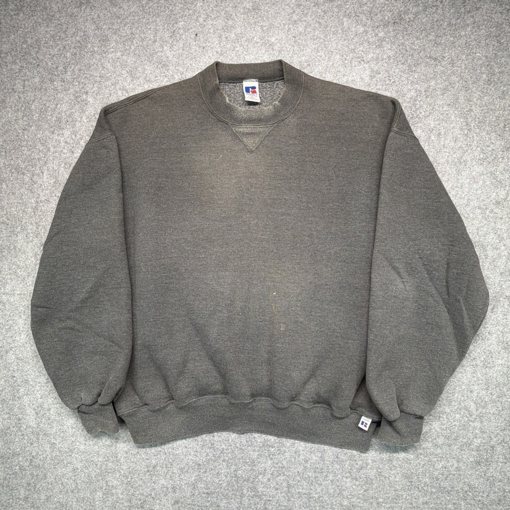 Vintage 1990s Russell Athletic Blank Crewneck Sweatshirt XL Faded Distressed‎